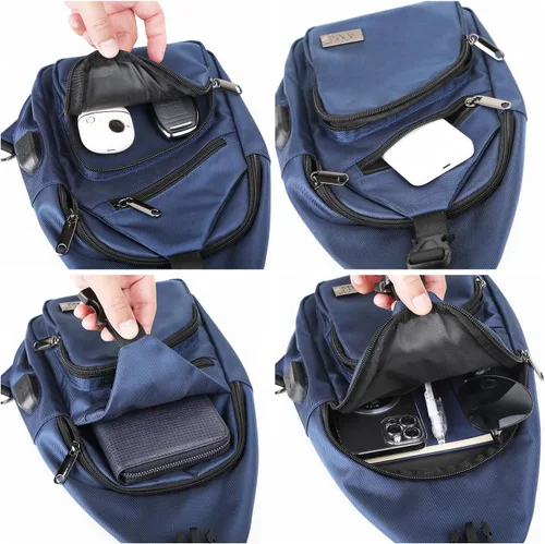 Vista 5 de AMJ Bolso bandolera para hombres y mujeres, mochila de hombro casual, mochila de pecho para senderismo y viajes