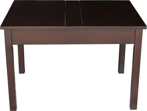 Vista 3 de IC International Concepts Mesa juvenil con tapa elevable, almacenamiento oculto, construcción de madera duradera, ideal para salas