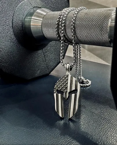 Vista 6 de Gymish Lifestyle Collar con colgante de entrenamiento, colgante de guerrero espartano, autodisciplina, trabajo duro, dedicación, regalo motivacional