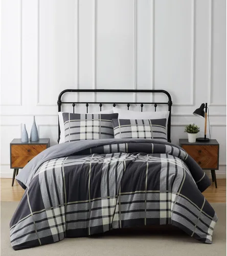Vista 7 de TRULY SOFT Milo Plaid Full/Queen - Juego de edredón de franela de 3 piezas