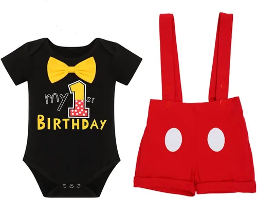 Vista 2 de IBTOM CASTLE Conjunto de caballero para primer cumpleaños para bebé, niño, traje formal con pajarita, babero, pantalones, orejas, conjunto