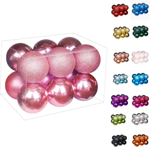 Vista 29 de Emopeak - Juego de 24 esferas navideñas, ornamentos irrompibles, 4 estilos, decoración colgante para árbol de Navidad, boda o fiesta