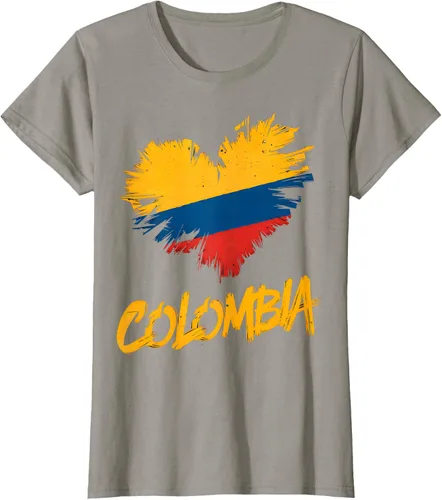 Vista 71 de Camiseta con la bandera del corazón de Colombia