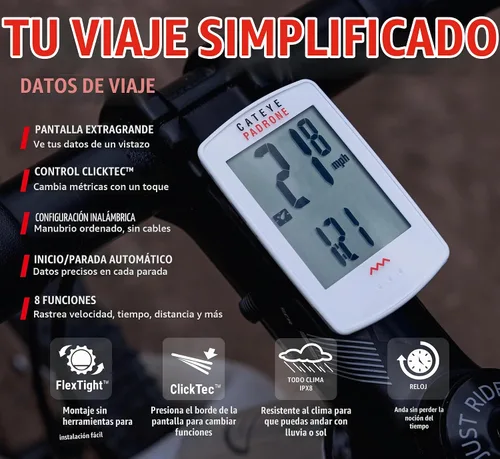 Vista 3 de CATEYE Computadora Inalámbrica para Bicicleta Padrone – Ciclocomputadora con Pantalla de Gran Tamaño, Velocímetro y Odómetro Inalámbricos, Montaje