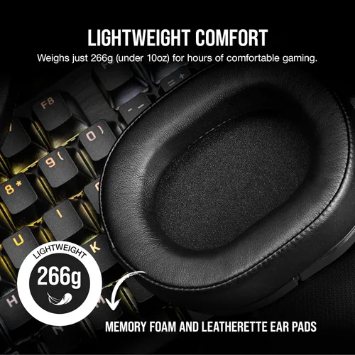 Vista 4 de CORSAIR HS55 Auriculares inalámbricos multiplataforma ligeros para juegos con Bluetooth - Sonido envolvente Dolby 7.1 - Micrófono de alta calidad