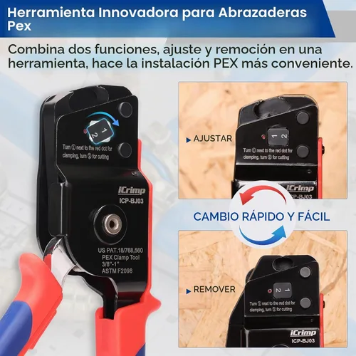 Vista 6 de iCrimp BJ03 PEX - Kit de herramientas de extracción y cincha para abrazaderas de acero inoxidable de 3/8 a 1 pulgada