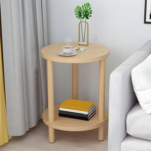 Vista 20 de Mesa auxiliar contemporánea de estilo redondo simple, mesa auxiliar de madera maciza, mesa auxiliar para espacios pequeños, mesitas de noche