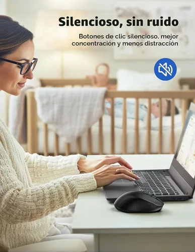 Vista 4 de TECKNET Mouse inalámbrico Bluetooth para laptop, mouse inalámbrico USB-A de 2.4G, 6 niveles ajustables 4000 DPI, ratones portátiles con receptor y 6