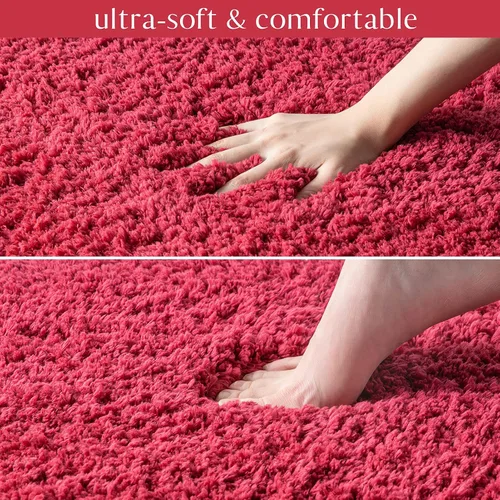 Vista 3 de Ashler Runners - Juego de 2 alfombras de baño largas antideslizantes, absorbentes de agua rojas, alfombras de ducha ultra suaves, alfombra de baño