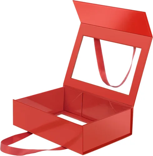 Vista 31 de Caja de regalo negra con ventana, caja de regalo magnética transparente para regalo, caja de propuesta de padrino de boda (10.5 x 7.5 x 3 pulgadas)