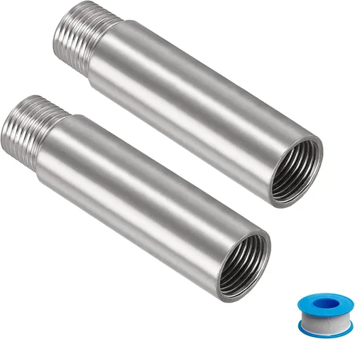Vista 11 de Brazo de extensión de cabezal de ducha, 1.2 pulgadas, 1/2PT macho a 1/2PT hembra rosca 304, acoplador de montaje de tubería de acero inoxidable 304