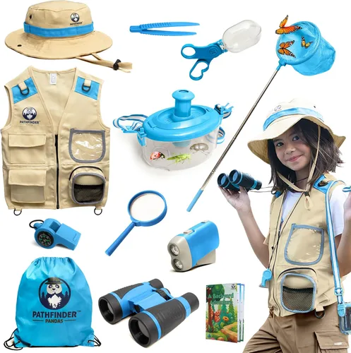 Vista 15 de Kit de Explorador Infantil con Chaleco y Sombrero de Safari para Niños de 7 a 12 Años - Disfraz de Safari y Vestirse como Guardián de Zoológico