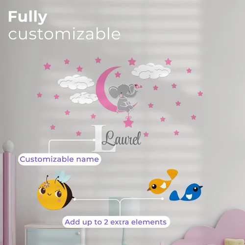 Vista 2 de Decoración de pared personalizada con nombre e inicial de elefante, I Elefante Baby Shower I Baby Shower I Baby Nursery Decoración de pared I