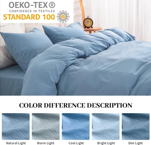 Vista 36 de NEXHOME PRO Funda de edredón Twin XL 100% algodón lavado, transpirable, duradera, texturizada, similar al lino, juego de ropa de cama para el hogar