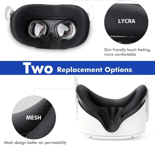 Vista 3 de HUIUKE VR Face Cushion Pad and Facial Interface Set for Quest 2 Removable Facial Interface Frame Two Foam Face Covers Replacement Anti-Leakage