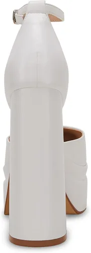 Vista 4 de Zapatos de tacón alto grueso con plataforma para mujer, con correa de tobillo cerrada, punta cuadrada, vestido de oficina, boda, fiesta, club y noche