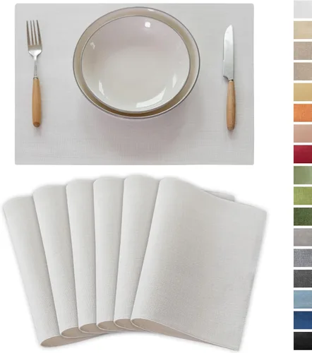Vista 44 de Demetex - Juego de 4 manteles individuales de mesa de estilo rústico, resistentes al calor, de lino, lavables, de tela, manteles individuales