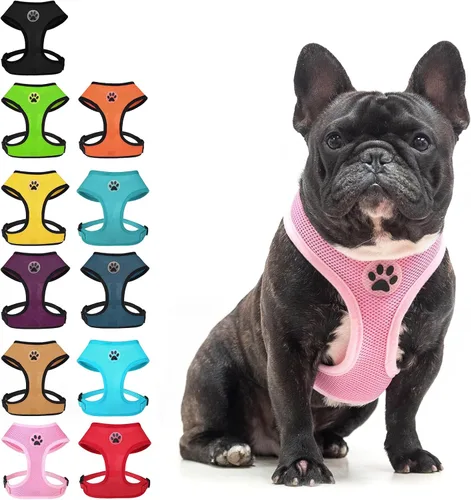 Vista 8 de BINGPET Arnés para perro sin tirones, arnés de chaleco tipo step-in de malla para todo clima para perros pequeños, arnés de malla transpirable