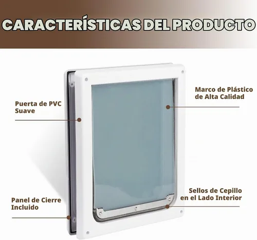 Vista 4 de Puerta corredera interior con solapa para perros, 2 maneras de bloqueo para mascotas, puerta de cristal con solapa transparente