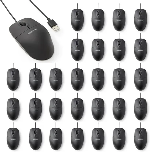 Vista 8 de AmazonBasics Ratón de computadora con cable USB de 3 botones (negro), paquete de 1