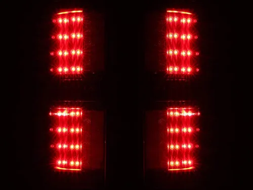 Vista 6 de AmeriLite - Juego de luces LED de repuesto para luces traseras y de freno, color negro, para Ford F-150 09-14, lado del pasajero y del conductor