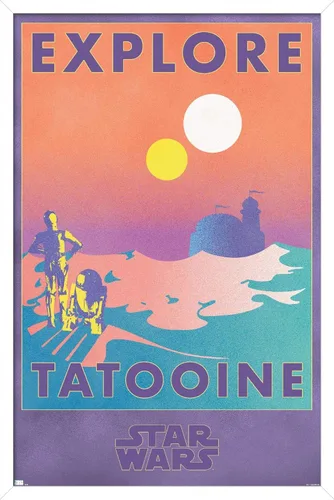 Vista 13 de Trends International Star Wars: Tatooine - Póster de pared de Explore Tatooine, 14.725 x 22.375 pulgadas, versión enmarcada de madera de granero
