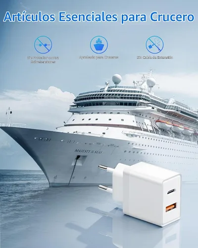 Vista 9 de adaptador europeo del enchufe del viaje 45W, cargador rápido del USB C del convertidor de corriente de 2 puertos