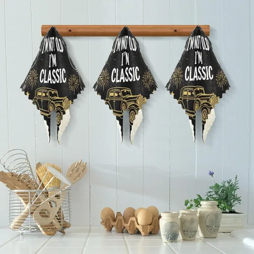 Vista 5 de Birthday Retro 70s Car Kitchen Towels Terry Cotton Quick Dry Reusable and Washable Dishcloth 6 Pack