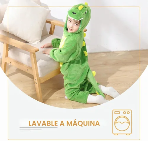 Vista 7 de TONWHAR - Disfraz para niños y bebés, disfraz de dinosaurio, tigre, animal, atuendo de fantasía, mameluco con capucha Dinosaurio verde