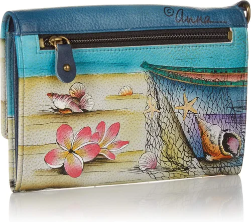 Vista 2 de Anna by Anuschka Bolso de mano pintado a mano de cuero genuino vintage para mujer