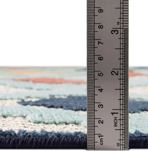 Vista 2 de Unique Loom Belize Outdoor Collection - Alfombra Sarstoon (2 x 8 pies, color marfil/azul claro)