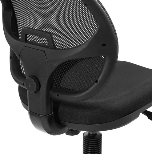 Vista 7 de Silla con respaldo de malla de lujo con pie ajustable, Acero inoxidable, Negro