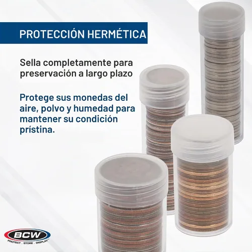 Vista 6 de BCW Tubos de monedas de medio dólar para Kennedy Half Dollars, herméticos