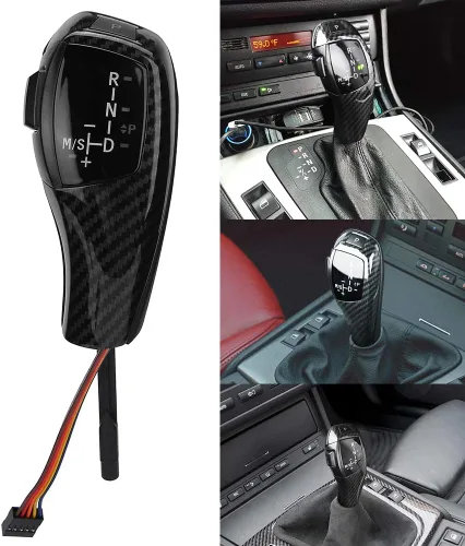 Vista 3 de Qii lu Kit de actualización de la perilla de la palanca de cambios para E90 – Cambio de marchas de coche, LHD LED automático Kit de cambio