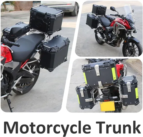 Vista 8 de Maletas laterales para motocicleta, 38L de motocicleta de lado duro, alforjas para maletero Tour, maletín lateral negro/plateado