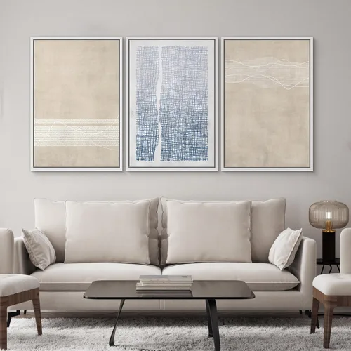 Vista 485 de SIGNWIN Lienzo enmarcado para pared, juego de arte neutro de bosque brumoso, ilustraciones en tono tierra, arte moderno, decorativo, bohemio