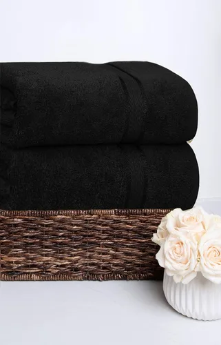 Vista 5 de Cotton Craft colección juego de 2 piezas ultra suaves, tamaño grande, 100% algodón, toalla de baño Oversized 35x70 inches Black Bath Sheet Towel