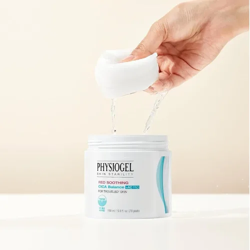 Vista 2 de Physiogel Almohadilla de tóner calmante para hombres y mujeres, exfoliante suave y calmante para la piel, cica, ácido salicílico BHA, niacinamida