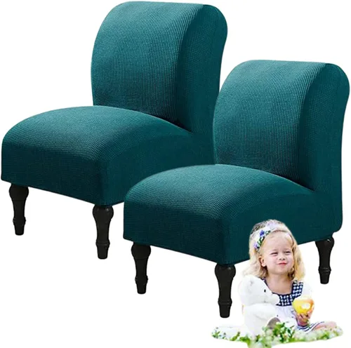 Vista 76 de Fundas elásticas para silla sin brazos, extraíbles y lavables, de elastano jacquard sin reposabrazos, protector de muebles para sala de estar, Verde