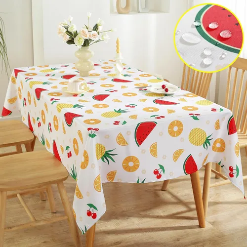 Vista 9 de SASTYBALE Mantel rectangular de limón de verano, resistente a las manchas, patrón geométrico vintage, lavable de poliéster para exteriores