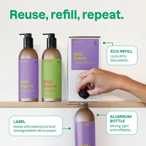 Vista 3 de ATTITUDE Champú y gel de baño para niños, limpiador de cabello y cuerpo verificado por EWG, jabón dermatológicamente probado, productos de baño a