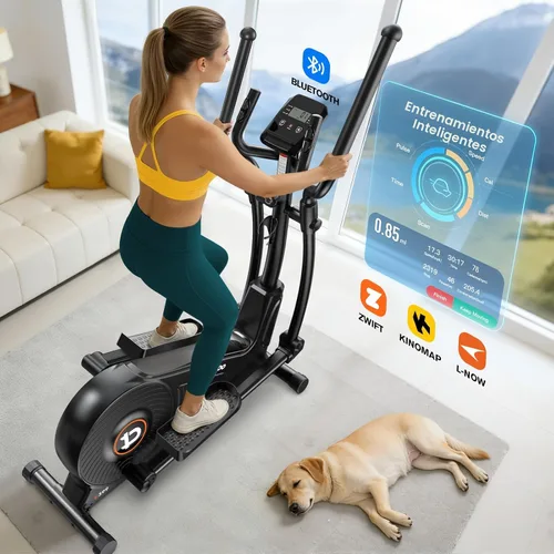 Vista 6 de pooboo Elliptical Machine, Elliptical Exercise Machine with 16-Level Resistance&Quiet Magnetic Driving System, Elliptical Machine for Home with LCD