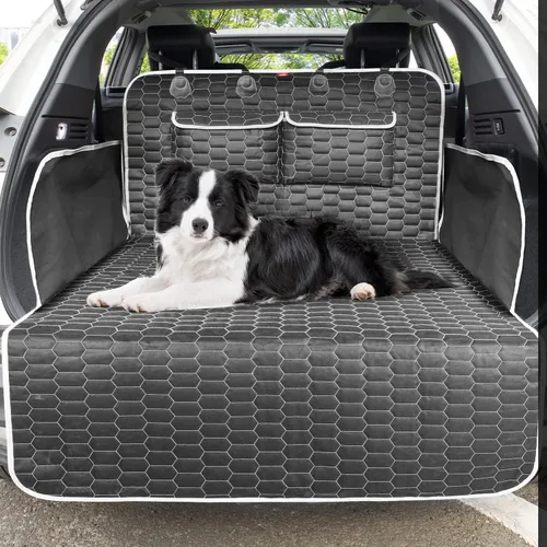 Vista 8 de Oasser Forro de carga para maletero de perros, cubierta de carga impermeable, alfombrilla para maletero de mascotas con solapas laterales