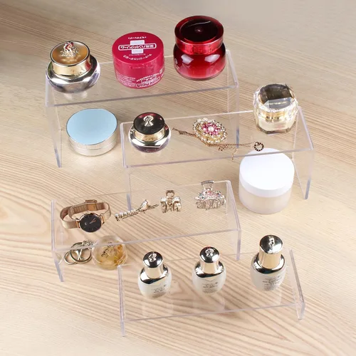 Vista 8 de ELEGANTLIFE Estante de exhibición de acrílico de 3 niveles para figuras Amiibo Funko POP, organizador de perfumes y colonias, soporte para postres