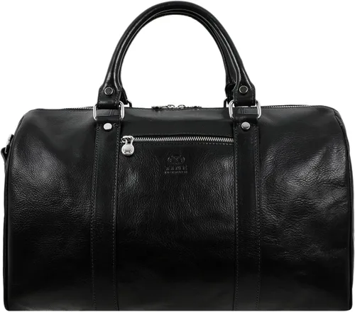 Vista 9 de Time Resistance Bolsa de lona pequeña de cuero de grano completo - Bolsa de gimnasio para fin de semana (marrón coñac)
