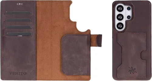 Vista 202 de Venito Florence - Funda de piel compatible con Samsung Galaxy S9, extra segura con bloqueo RFID, cartera desmontable para teléfono (gris decolorado)