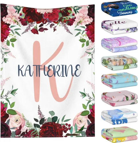 Vista 13 de Manta personalizada con nombre para niños y adultos, mantas personalizadas para niñas y niños, manta de franela personalizada con nombre