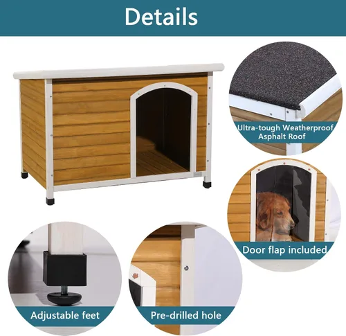 Vista 7 de Petsfit - casetas cuchas de madera para perros pequeños, medianos y perros grandes, resistente a la intemperie para perros, con patas elevadas.