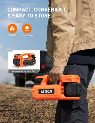 Vista 6 de AstroAI TC4 - Inflador de neumáticos con compresor de aire portátil, bomba de aire inalámbrica de 470 W 18 V para neumáticos de camión con batería
