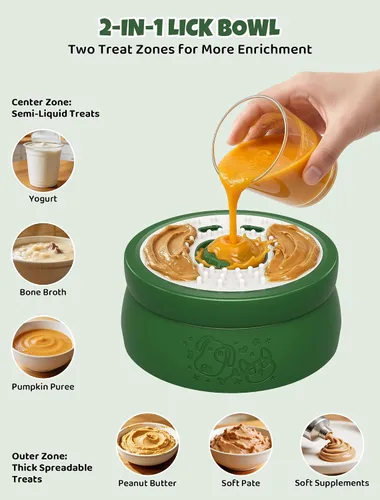 Vista 9 de ORDORA Slow Feeder Dog Lick Bowl with Rolling Ball for Liquids and Spreads